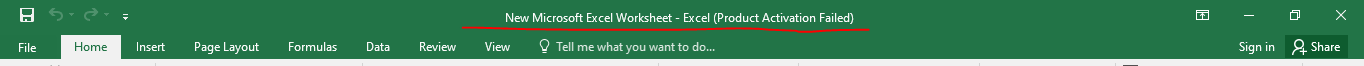 Title bar in microsoft excel
