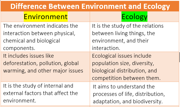 Difference Between Environment and Ecology