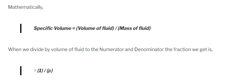 specific volume formula