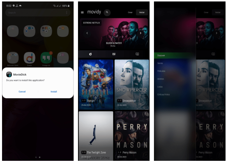 Movidy App screenshots